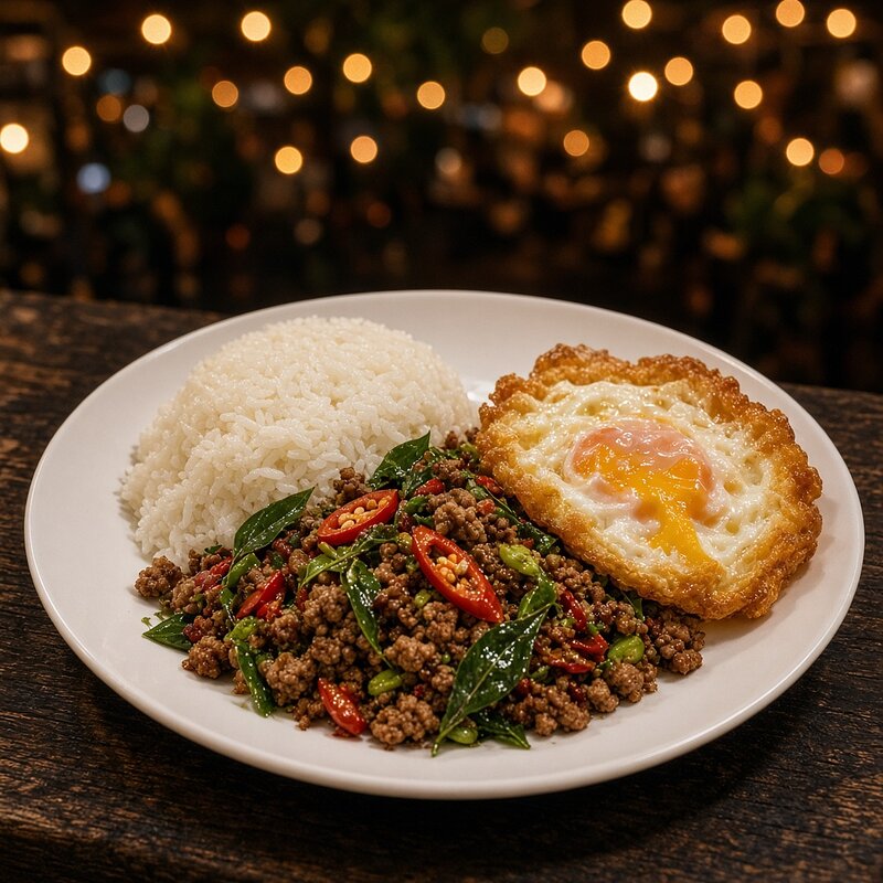 ข้าวกะเพราหมูสับไข่ดาว